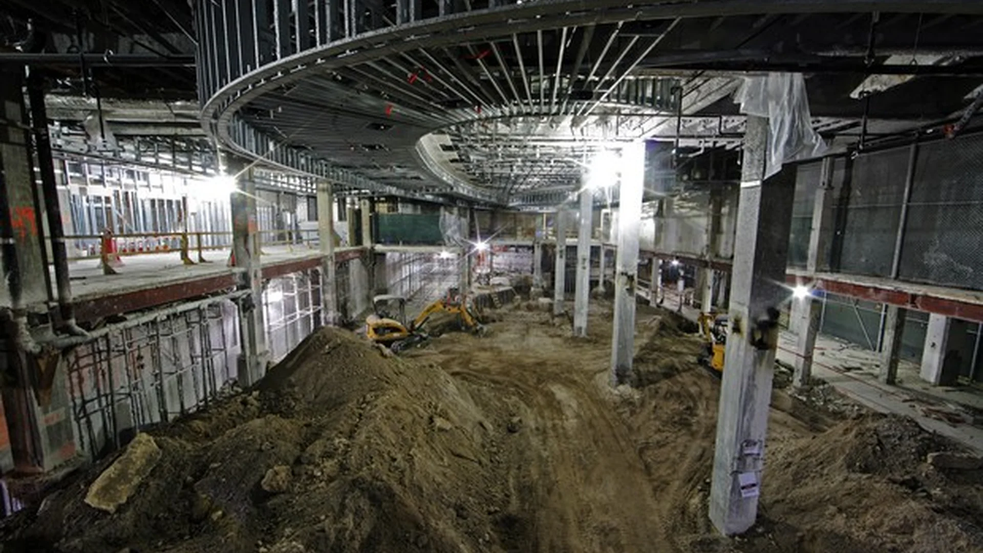 airport terminal large scale construction night