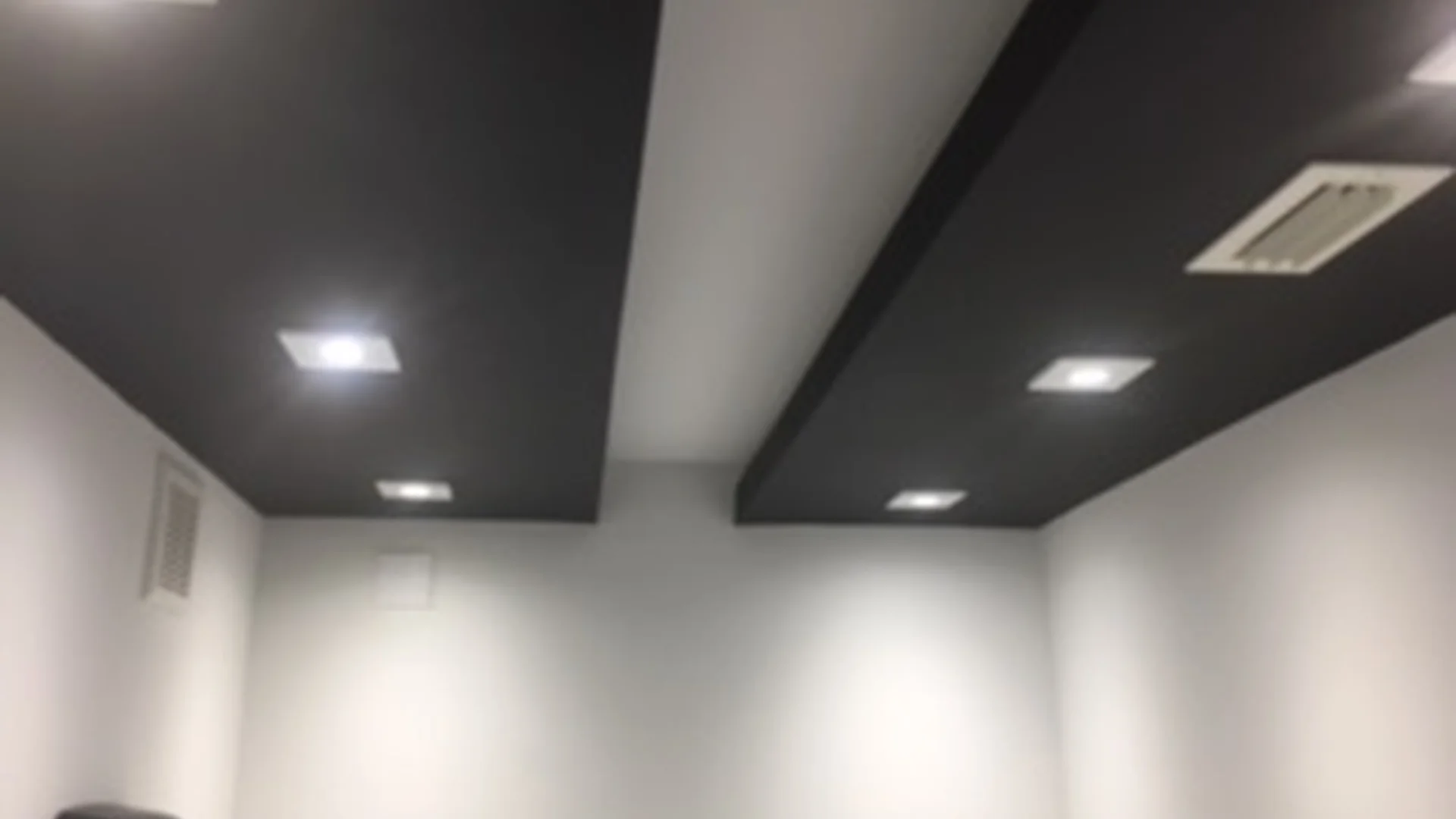 commercial office coffered ceiling lighting completed