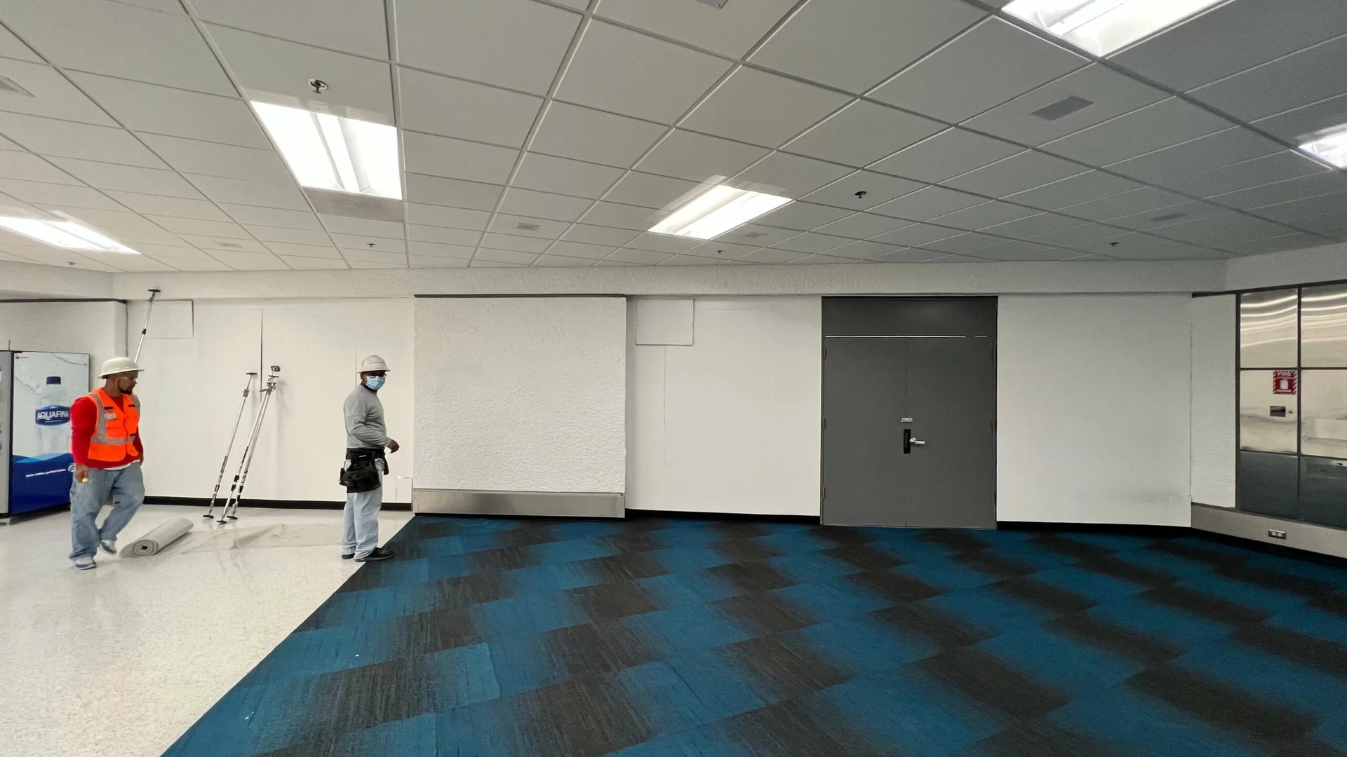 commercial office interior buildout carpet install