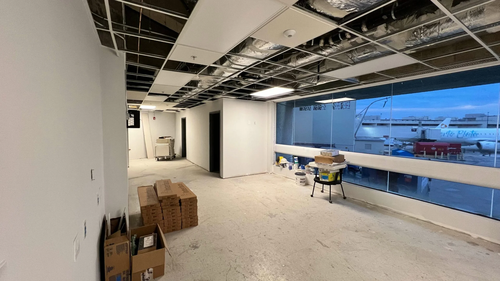 commercial office interior construction progress
