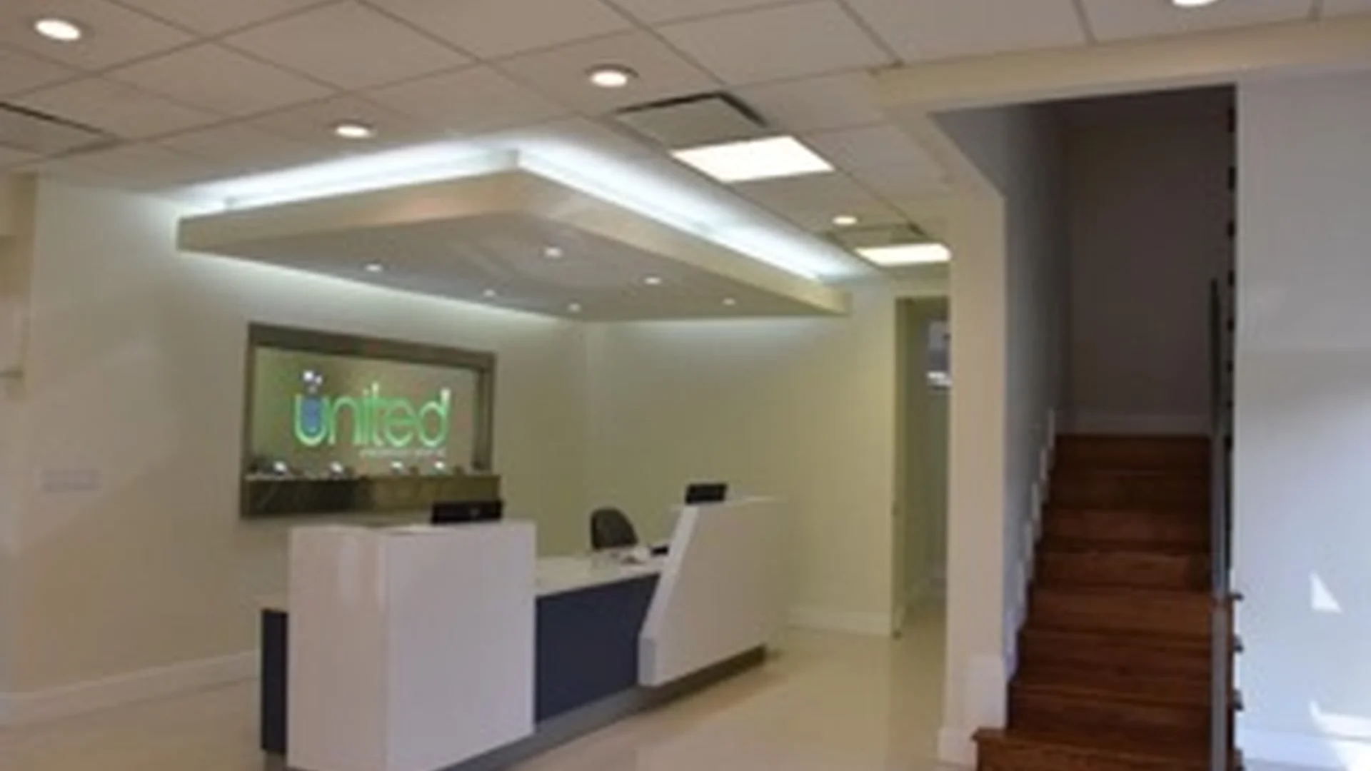 commercial office reception lobby completed