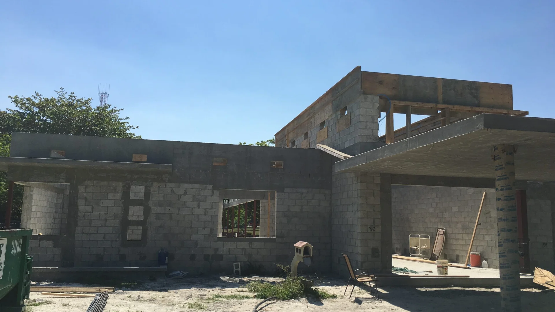 luxury home concrete block construction progress