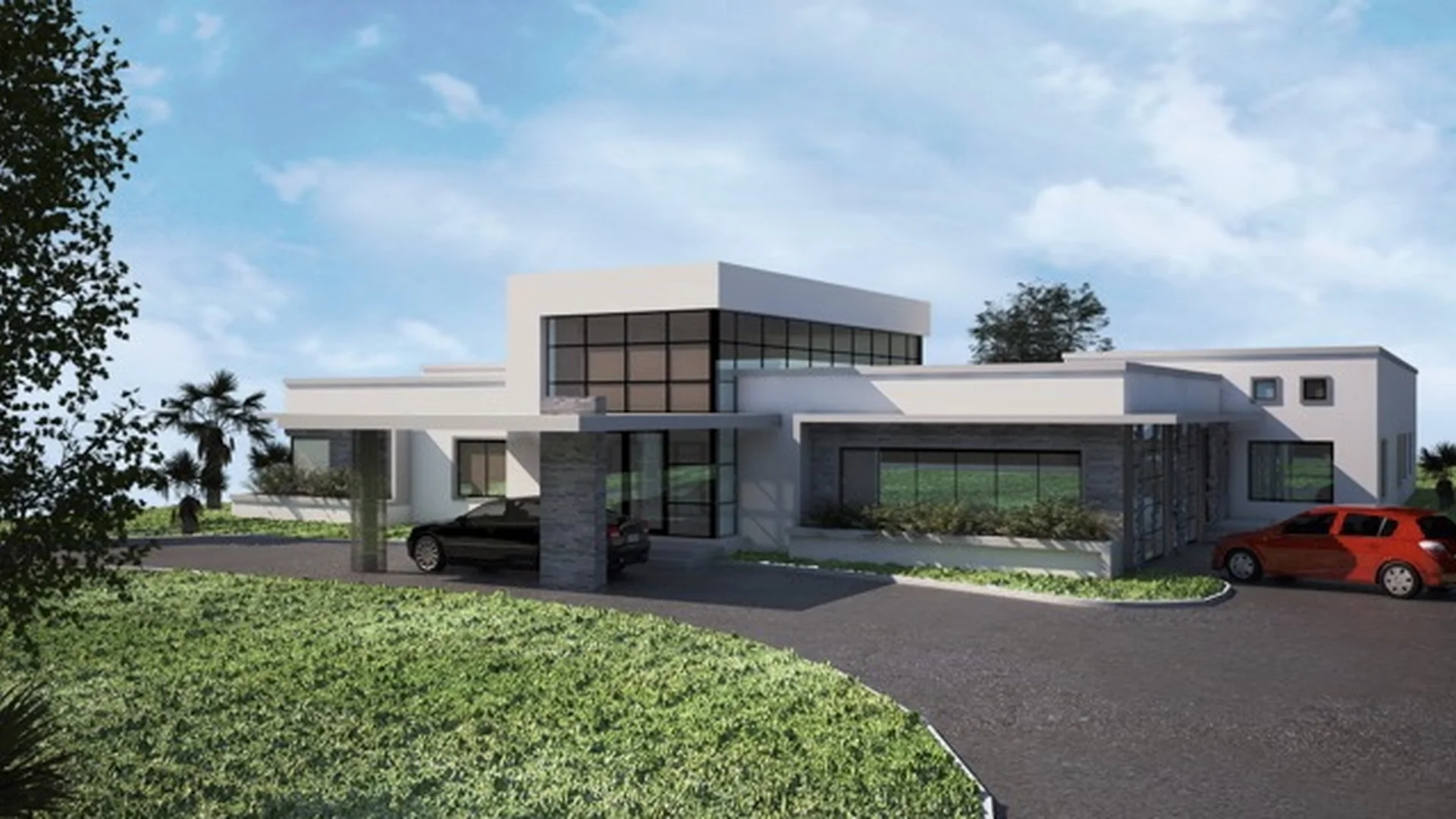 luxury home modern exterior rendering